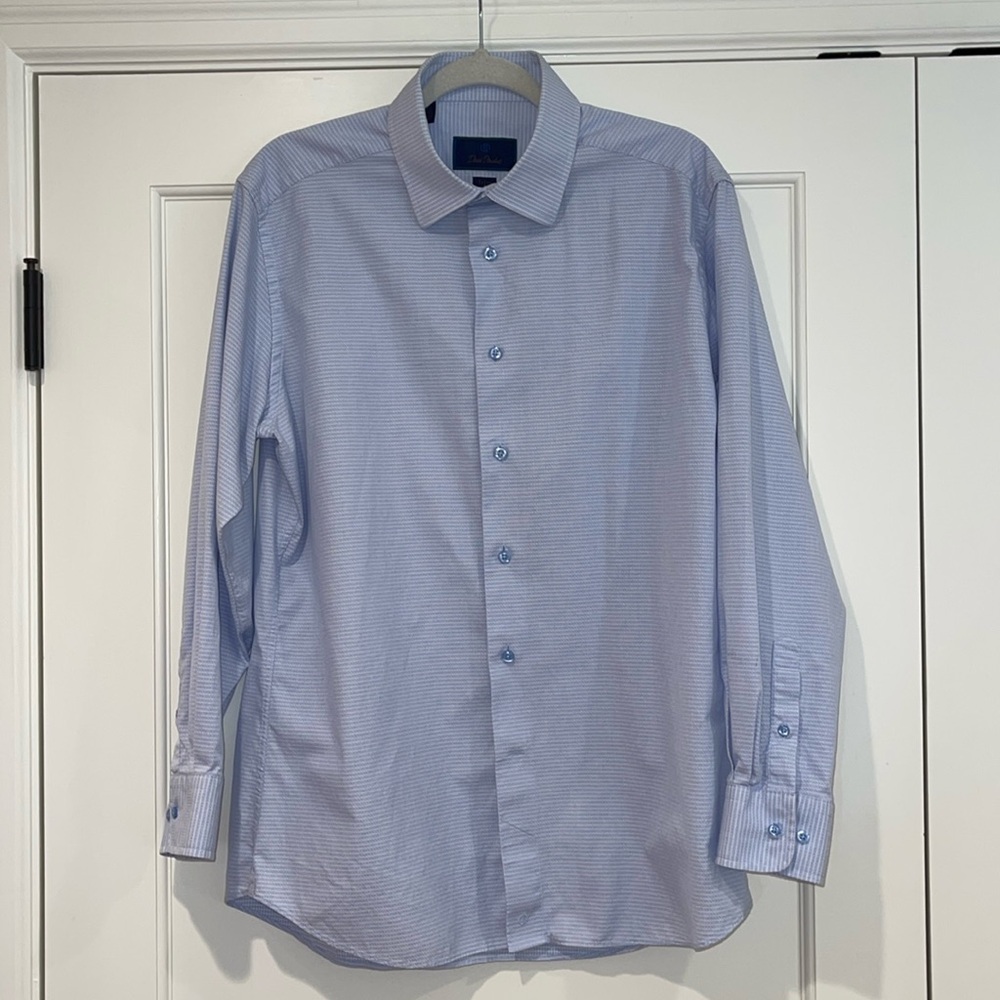 David Donahue Blue Dress Shirt Trim 16.5 32/33